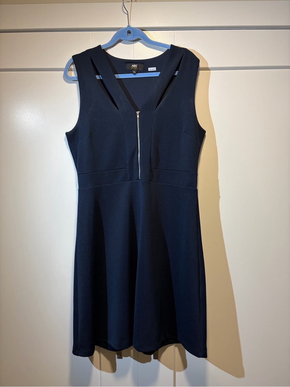ABS Allen Schwartz Navy Sleeveless Fit & Flare Dress with Front Zip